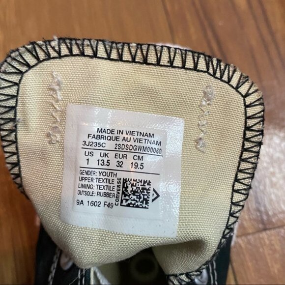 Black‎ Converse All Star Low Top Unisex Size 1 - Picture 9 of 9